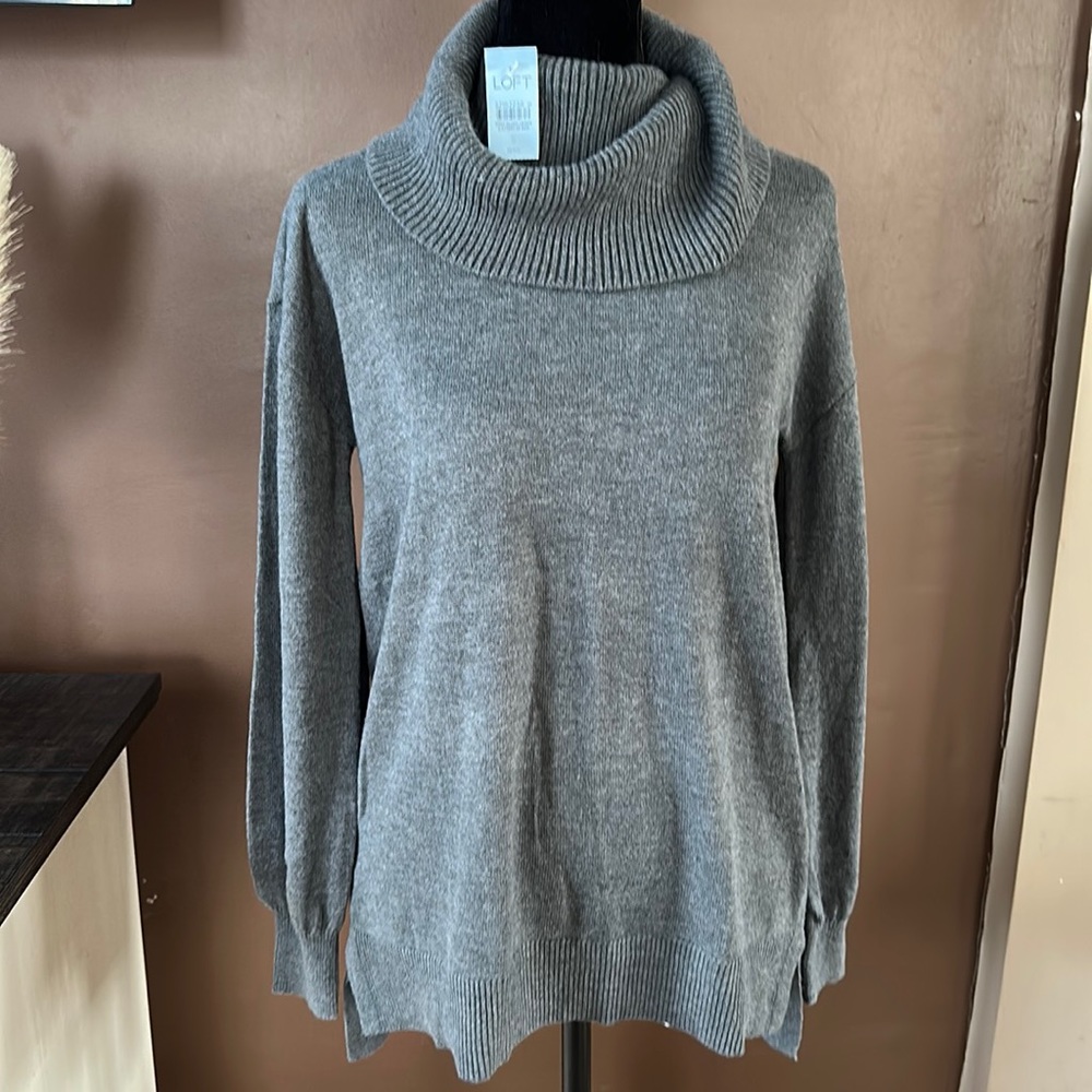 Loft, long gray sweater